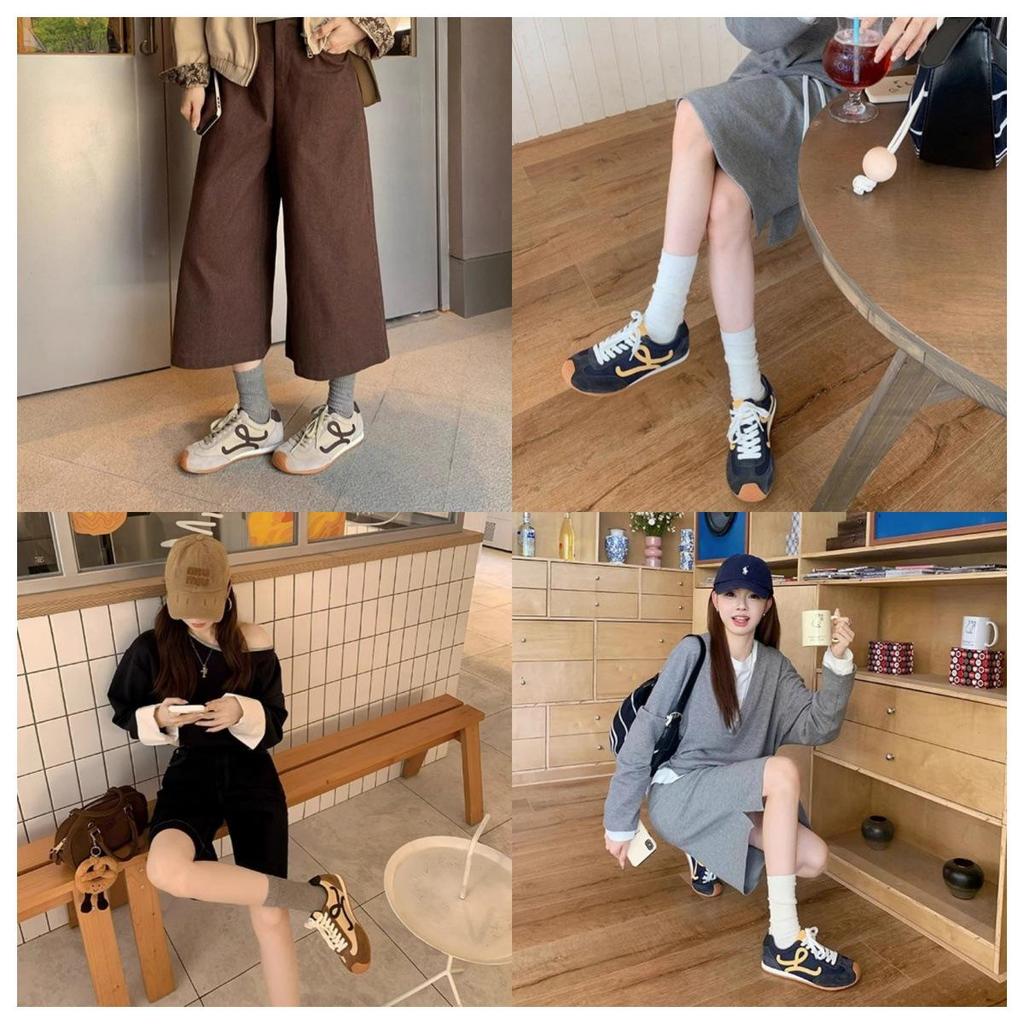 2025 Herbst Damen Retro Kuhleder Deutsche Trainer mit Asymmetrischer Zehenpartie, Innerem Absatz und Schnürdesign