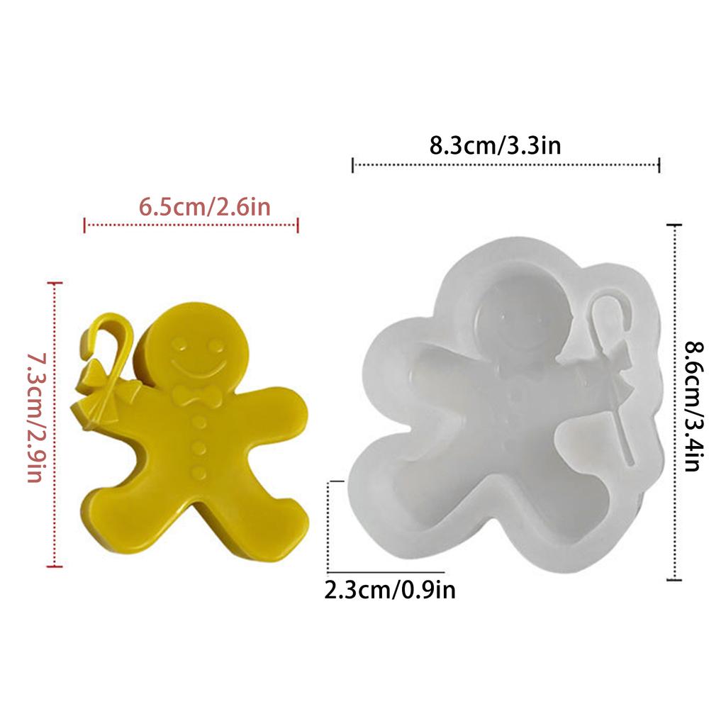 Reusable 3D Silicone Mold DIY Gingerbread Man Shaped Candle Molds Handmade Mould for Chocolates Christmas Soap Moulds