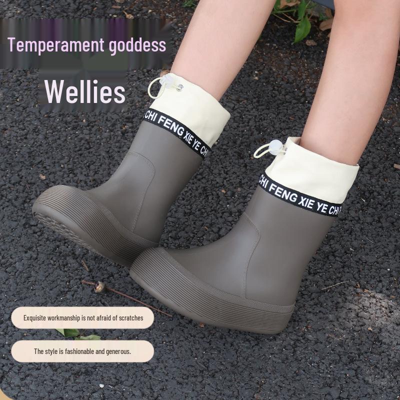 Stilvolle Damen-Wadenhohe Wasserdichte Regenstiefel, Rutschfest und Perfekt für Outdoor-Bekleidung