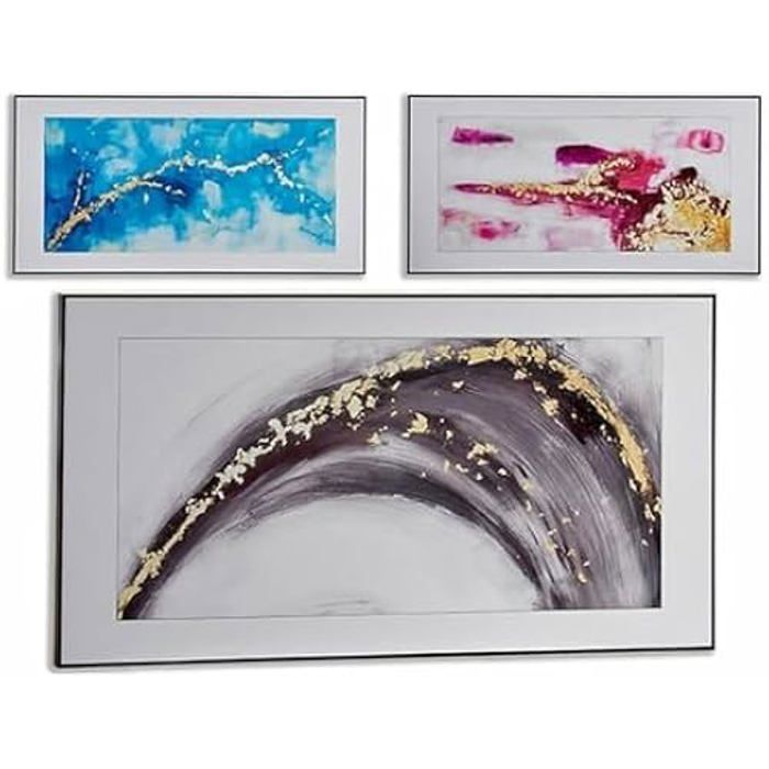 Décoration Murale - GIFT DECOR - 3 Toiles Abstraites - 61,5 X 3 X 121 Cm - Contemporain - À Suspendre