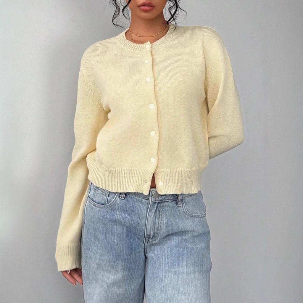 Women's Long Sleeve Knit Cardigan Sweater - Soft, Slimming, and Loose Fit for Autumn/Winter 2025