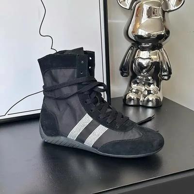 Mode Lichtgewicht Zachte Zool Hoge Top Dames Dequn Schoenen 2025 Zomer Nieuwe Stijl Lelijk Schattig Verhogend Geveterd Kleurblok Sportschoenen