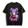 Cute Purple Hair Girl Rumi Printed Kids Top Trendy Sweet Cool Style Casual Wear For Girls Pure Cotton T-shirt