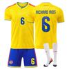 Kits de Fútbol para Adolescentes, Niños y Adultos Conjunto de Camiseta de Entrenamiento Deportivo con Calcetines Copa Mundial de la FIFA 2026 Colombia Local #6 Richard Ríos