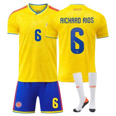 Kits de Fútbol para Adolescentes, Niños y Adultos Conjunto de Camiseta de Entrenamiento Deportivo con Calcetines Copa Mundial de la FIFA 2026 Colombia Local #6 Richard Ríos