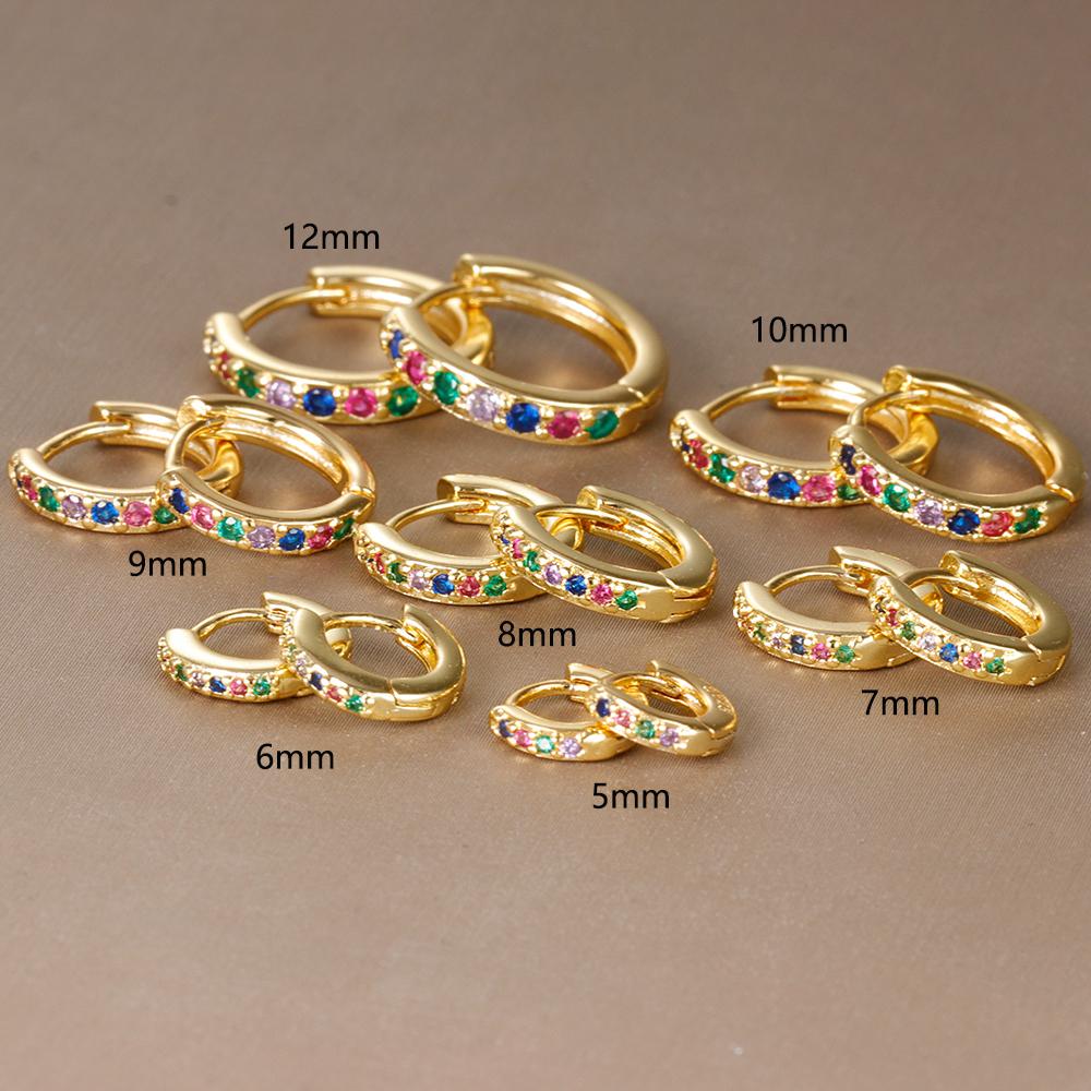 2PCS Minimal Crystal Zirconia Stainless Steel Hoop Earrings Small Huggie Thin Cartilage Earring Helix Tragus Piercing Jewelry