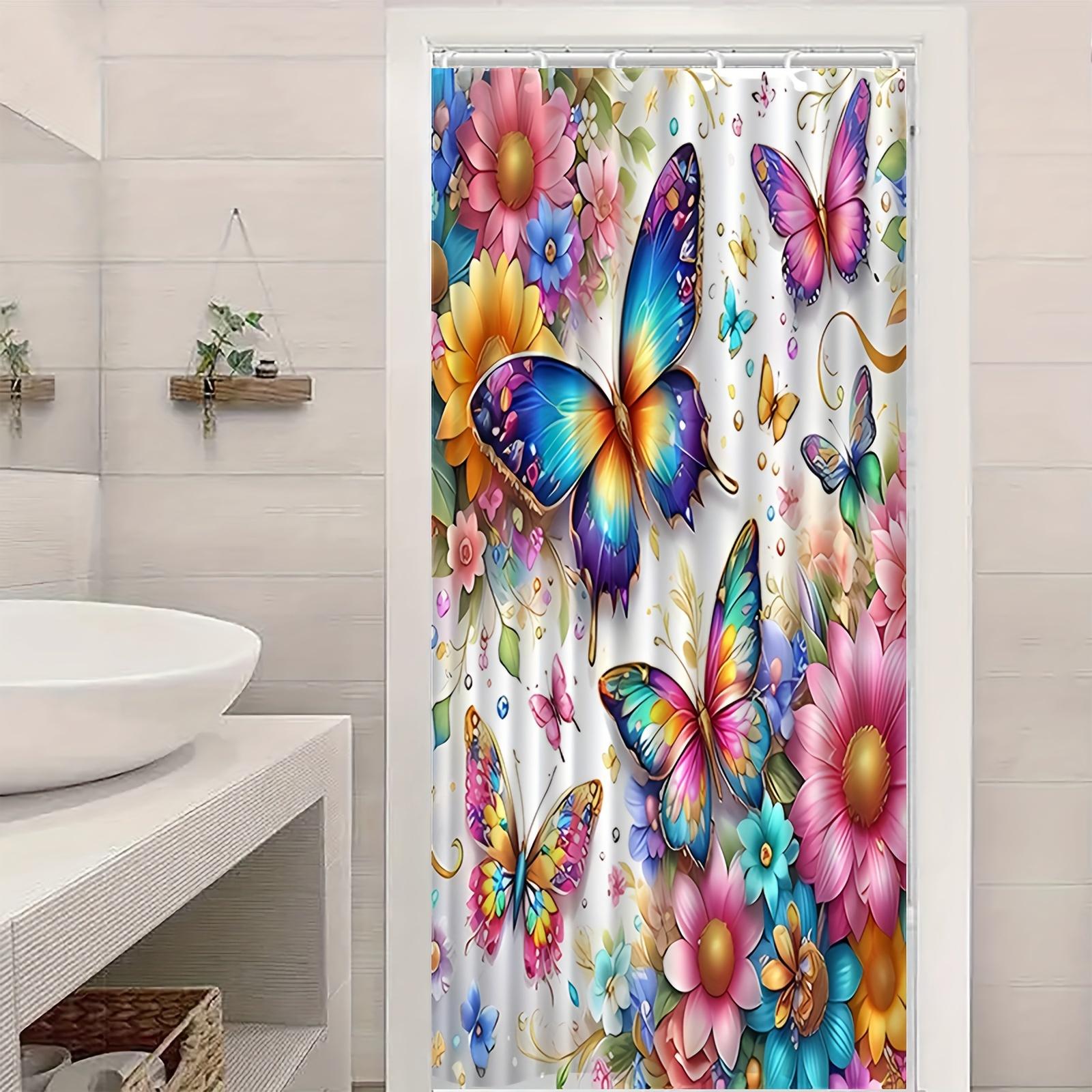 

1pc Butterfly Pattern Printed Shower Curtain, Suitable for Home Bathroom Decor, Machine Washable Window Bathroom Decoration 90X180CM