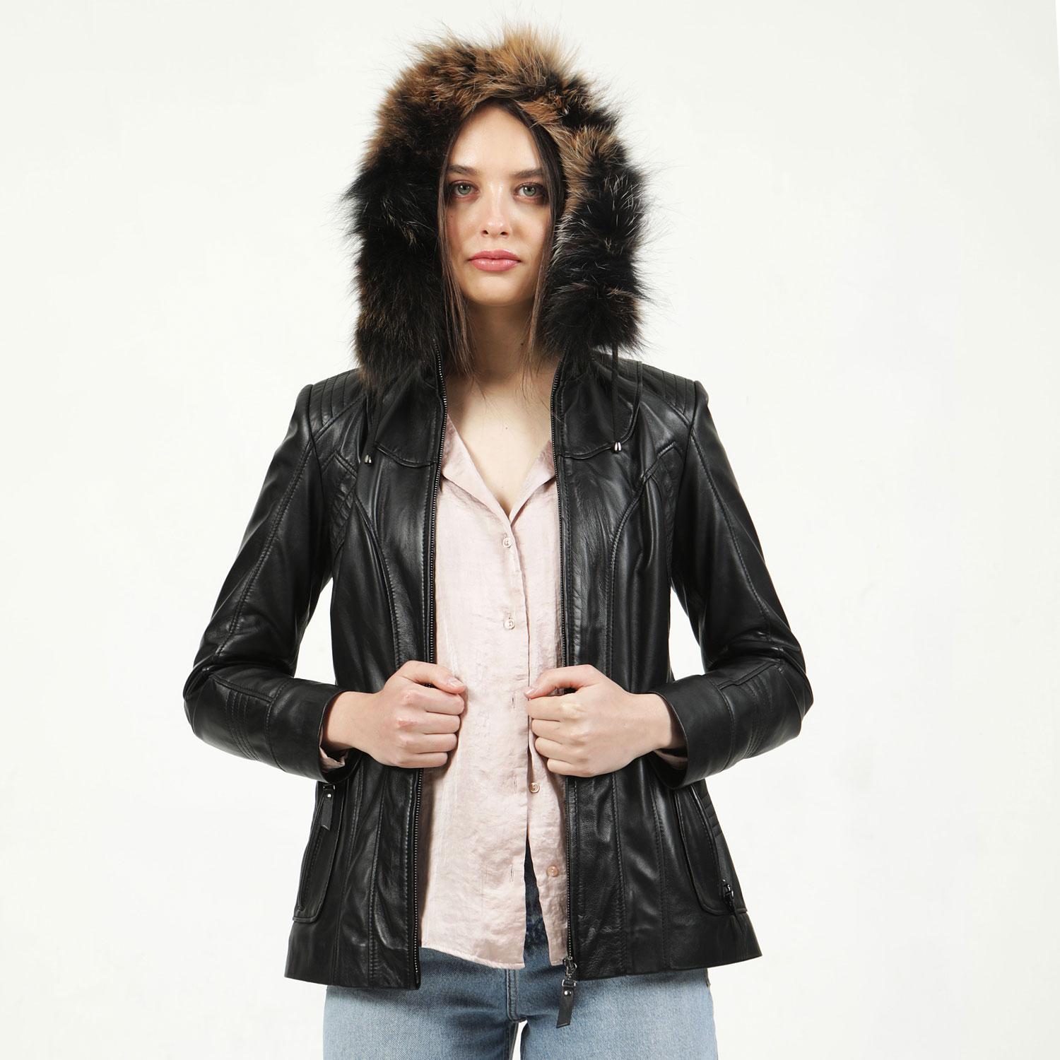 

Натуральная кожа с капюшоном, WoMan из натуральной кожи, мужское пальто 3XL чёрный