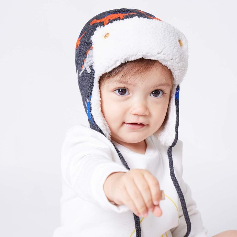 Gajaous Baby Boys Girls Winter Animals Earflap Beanie Hat Kids Infant Dinosaur Fox Pattern Fleece Lining Warm Hat