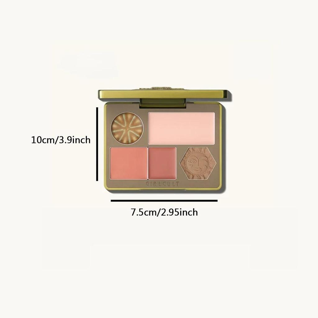Girlcult Face Palette(02 03),Smooth Powder,Fine-Milled,Minimal Fallout,Highly Pigmented,All-in-One Face Makeup,Beginner-Friendly