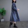 Vintage Denimmantel Frühling Damen Übergröße Lässig Lange Jacke Locker Übergröße Baumwolle Taschen
