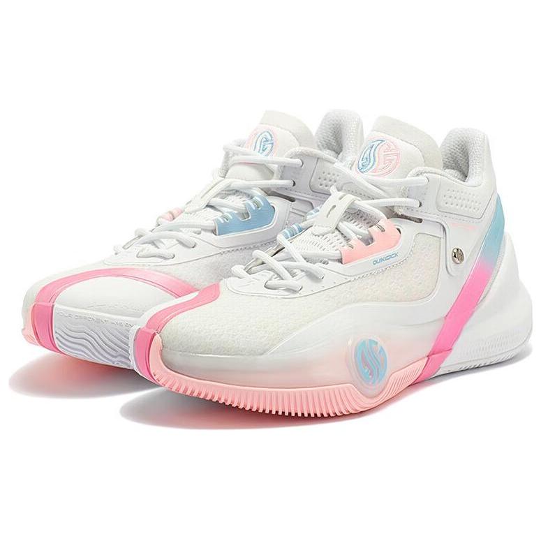 New 361° AG3 Aaron Gordon 3 Cushioned Slip Resistant Abrasion Resistant Mid Top Basketball Shoes Men's White Pink 572311106-2