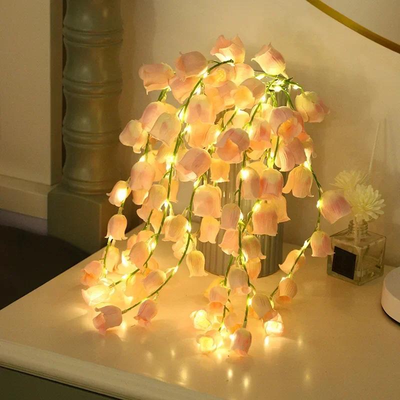 

1/5PCS LED Fairy String Lights Lily of The Valley Flowers Light for Wedding Party Bedroom Backdrop Wall Holiday Christmas Decor 1pc розовый