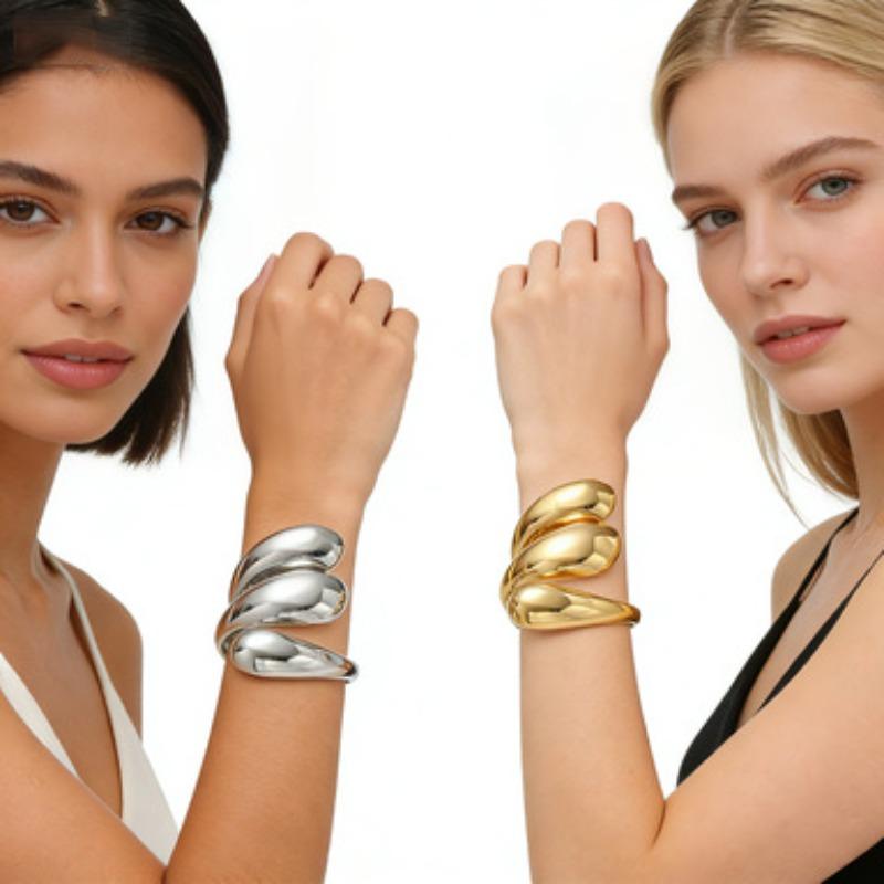 Exaggerated Personality Design Sense Metal Opening Multi-layer Wide Bracelet Women's Premium Sense Winding Bracelet Small Hand Arm Ring