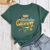 Queen Birthday Pattern Cotton T-Shirt Short Sleeve Round Neck Women 2d Print Tops