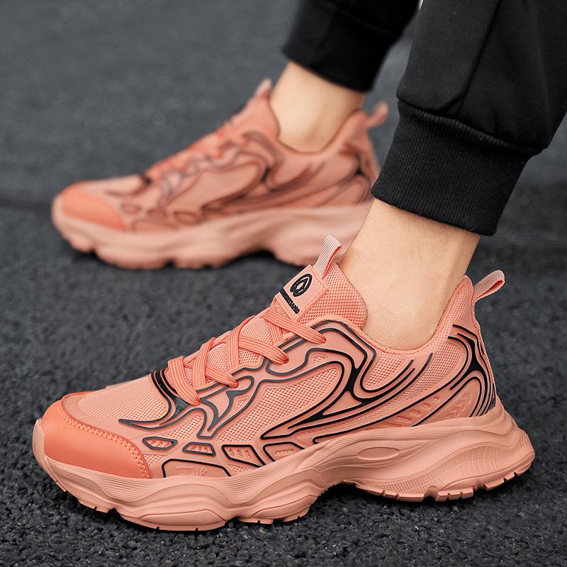 Fashion Korean version of dad shoes men's light and avant-garde flying woven breathable sports shoes youth trend comfortable white shoes