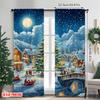 2ks 2D plochý tisk Veselé Vánoce Párty Závěsy Sníh Vánoční scéna se světly a chatkami Polyester Bez elektřiny
