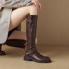 Fashion Belt Buckle Ladies Knee High Shaft Shoes Autumn Winter Middle Heel Women's Long Boots Goth Work New In Pu Fashion 2025 Boot Sale