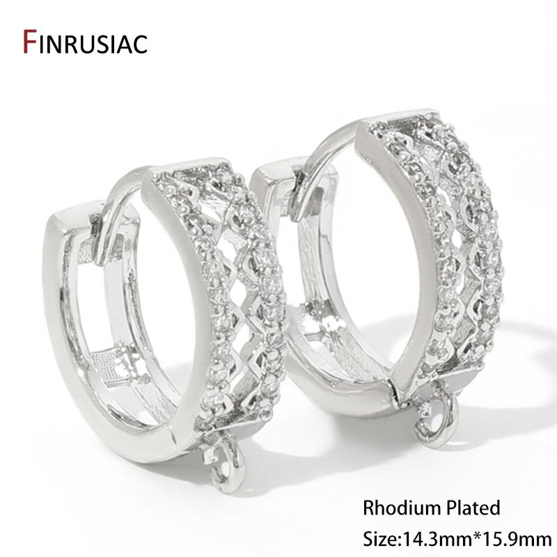 

18K Gold Plated Round Zircon Hoop Earrings Hooks,Brass Ear Wire Earring Fixtures For DIY Women s Earring Making Accessories 1 pair