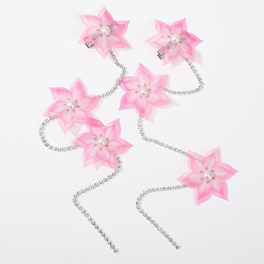 Modische Simulationsblume Strass Lange Kette Haarspangen Stilvolles Haaraccessoire für Damen & Mädchen Perfekt für Alltag/Party