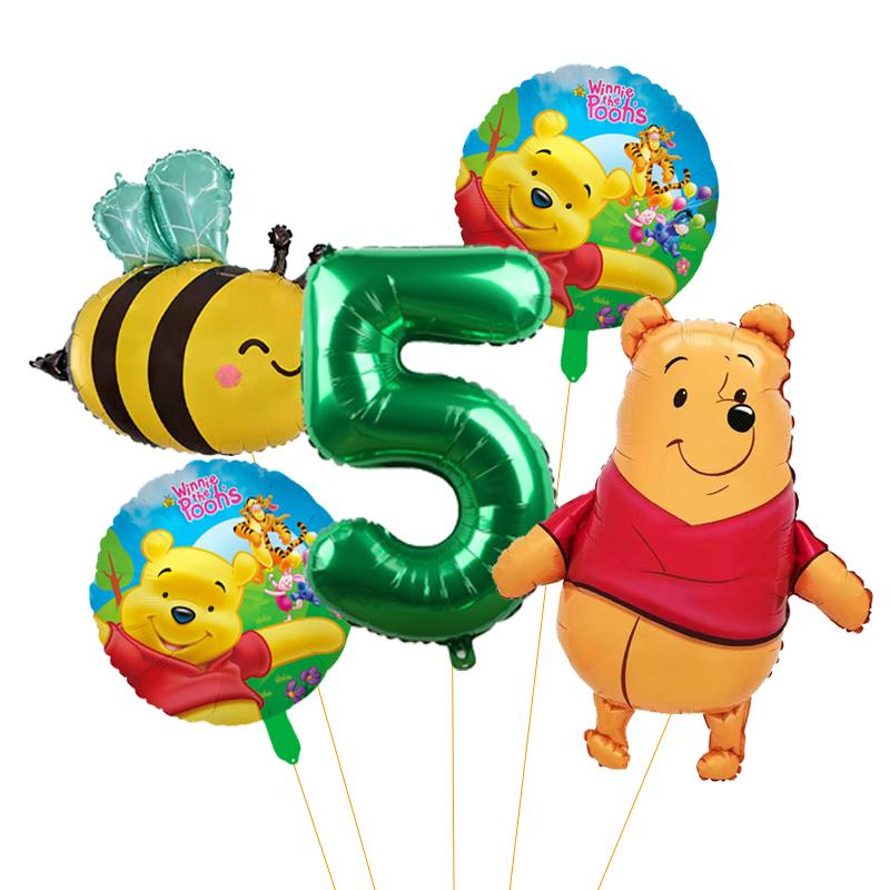 5 unidades Balão de Abelha Desenho Animado Winnie The Pooh Suprimentos para Festa Winnie Balões de Festa de Urso para Chá de Bebê Decorações de Festa de Aniversário