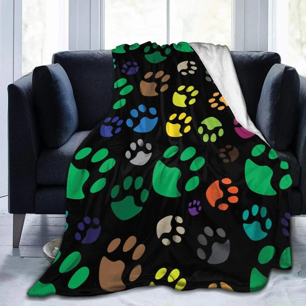 Colorful Pug Dogs Funny Puppy Fuzzy Flannel Blanket Throw, Super Soft Lightweight Blanket Throw for Couch Chair Sofa,Bed Blanket