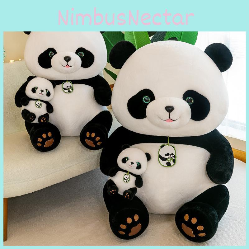 Adorable Panda Plush Toy Stuffed Animal Pillow 36cm 0.33kg Short Hair Cartoon Style