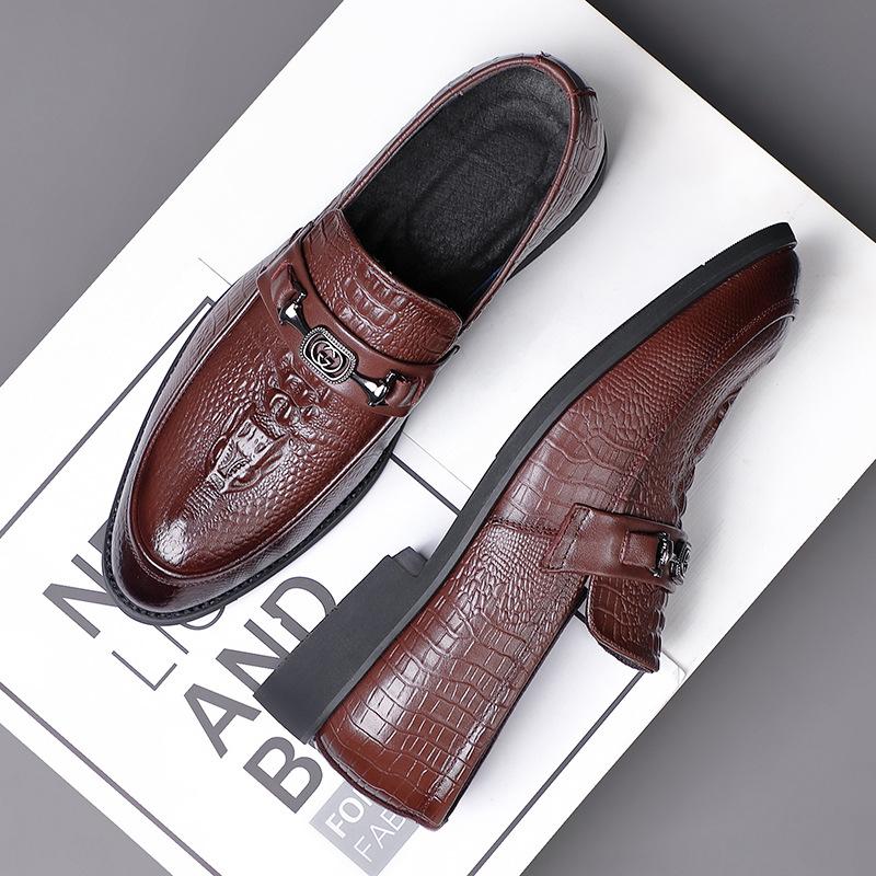 New first-layer cowhide men's leather shoes business dress gentleman pointed British style men's shoes leather men's shoes soft