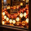 Unique Haunted House Accessories 70 Inch Halloween Light Up Ghost Garland, Spooky Maple Leaf String with 10 Durable Plastic Festive Lighting