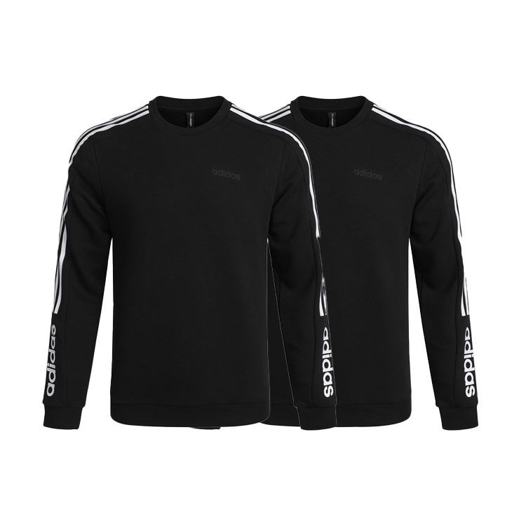 Adidas Neo Basic Short Sleeve Logo Print Knit Crewneck Sweatshirt Men Tops Black H45108