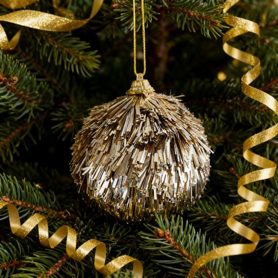 Glitter Tinsel Pom Poms Christmas Ornament Fluffy Pom Pom Ball Christmas Tree Hanging Deecoration for Holiday Party Decor