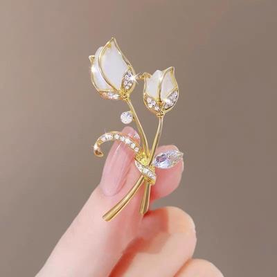 Opal Tulpe Brosche Premium Nische Elegant Anstecknadel Zart Anzug Pullover Anstecknadel Accessoires Korsage