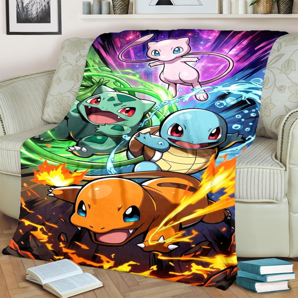 Pokémon Print Flannel Blanket for Bedrooms, Sofas, Beds, Chairs, Picnics, Travel  Warm  Comfortable-kwq173