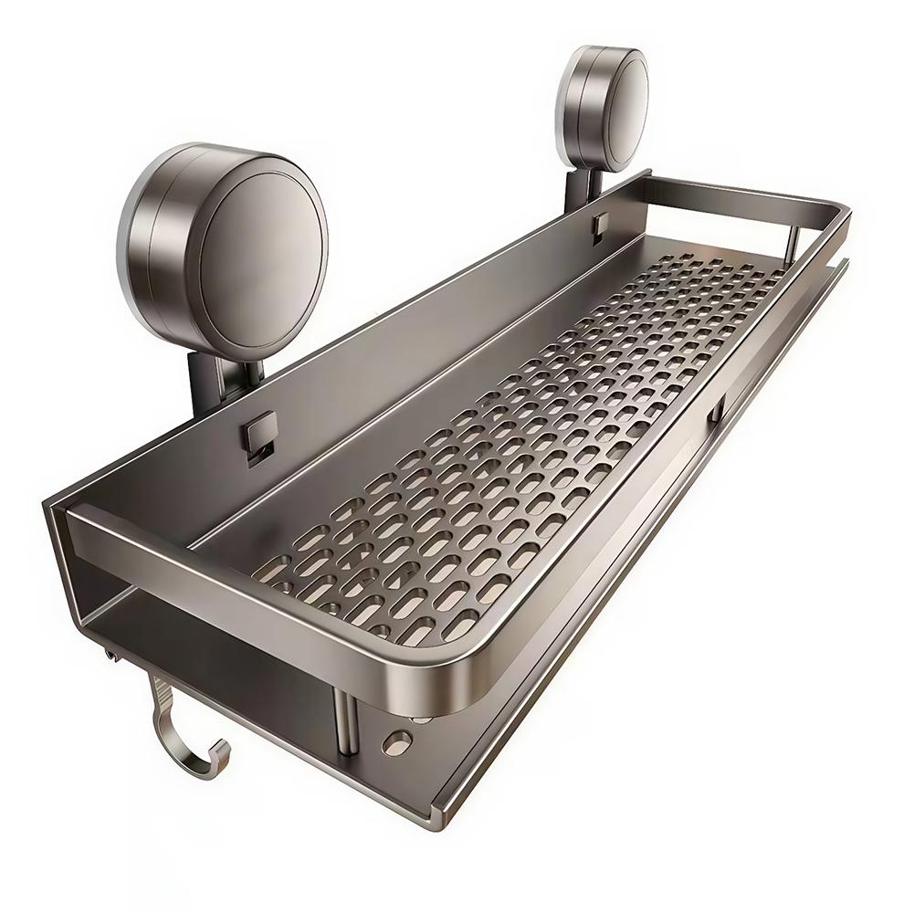 1 Stück Badezimmer-Organizer mit Haken, wandmontiert, Aluminium, Badezimmerregale, Platzsparend, Aluminium, Duschaufbewahrung für Badezimmer und Küche