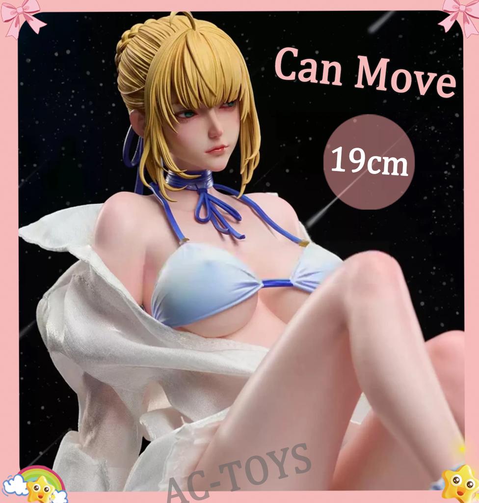 Fate/stay night Saber Figure - Artoria Pendragon PVC Statue - 19cm Anime Girl Action Model Collectible Toy Gift (Swimsuit Ver.)