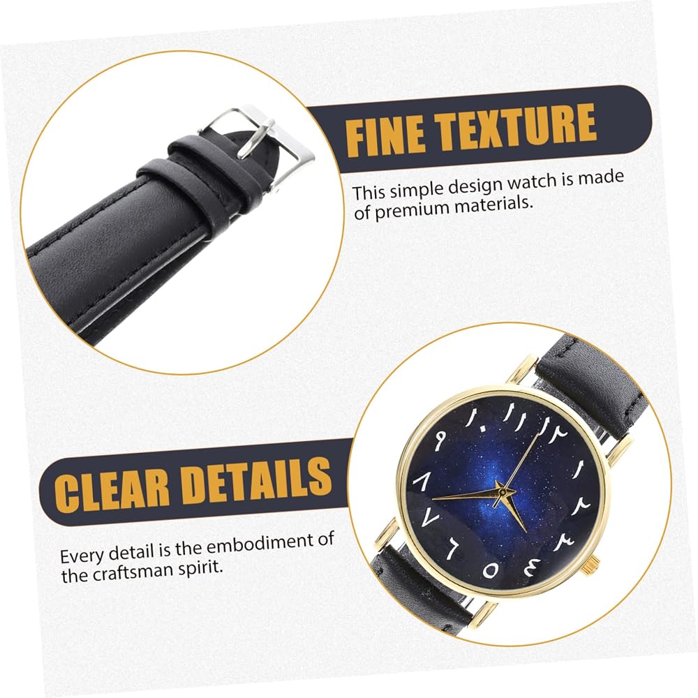 Mikinona Arabic Numeral Watch with Alloy Case and Synthetic Leather Strap, Constellation Design, ...