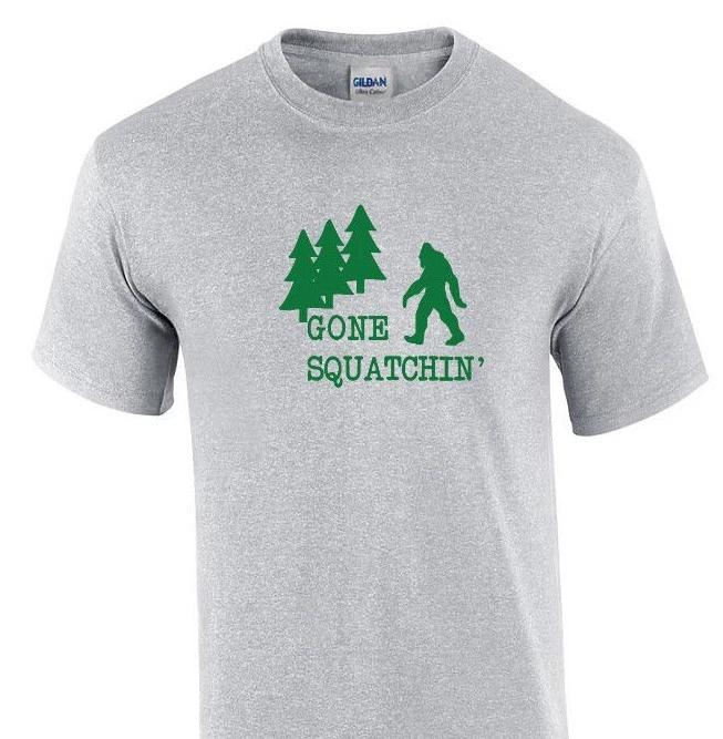 Gone Squatchin T-Shirt Bigfoot Sasquatch Sport Gray Green Funny Tee Shirt S-5XL M