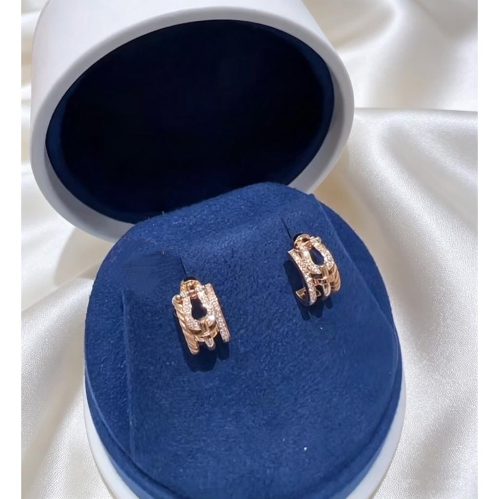 Elegant Paved Buckle Cuff Earrings Minimalist Twisted Rope Texture Small Hoop Ear Jewelry For Ladies Gift Non Allergy Material