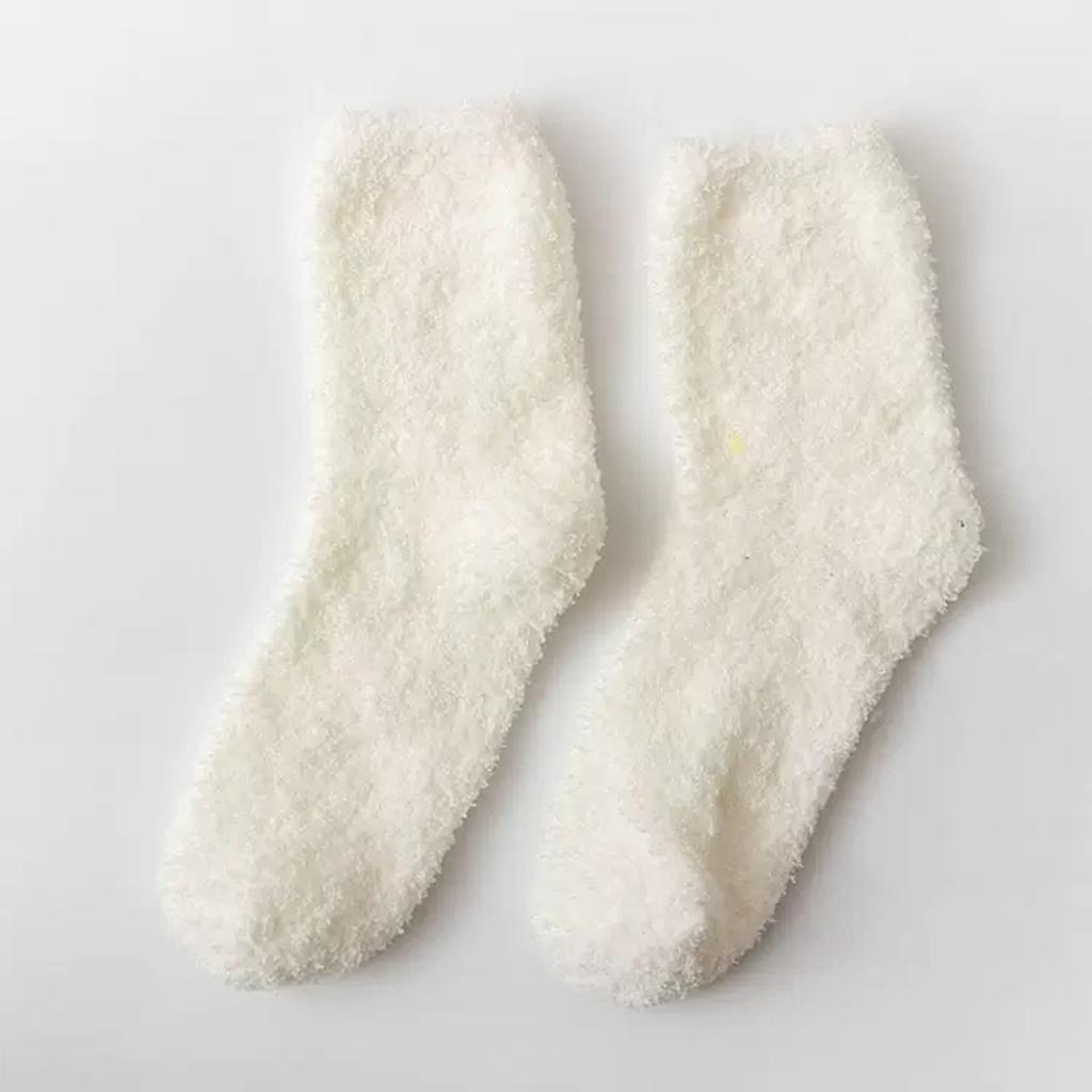 Ladies' Warm Plush Socks, Floor Socks, Candy Colored Medium Socks