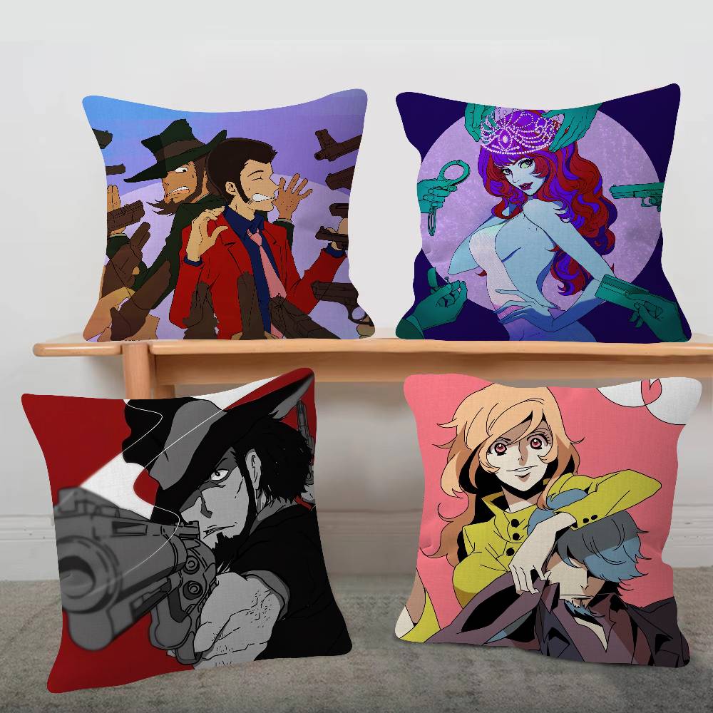 Anime Lupin The Third Soft Comfortable Pillow Case Cartoon For Sofa Living Cat Room Home Office Retro Decor Protective Cover