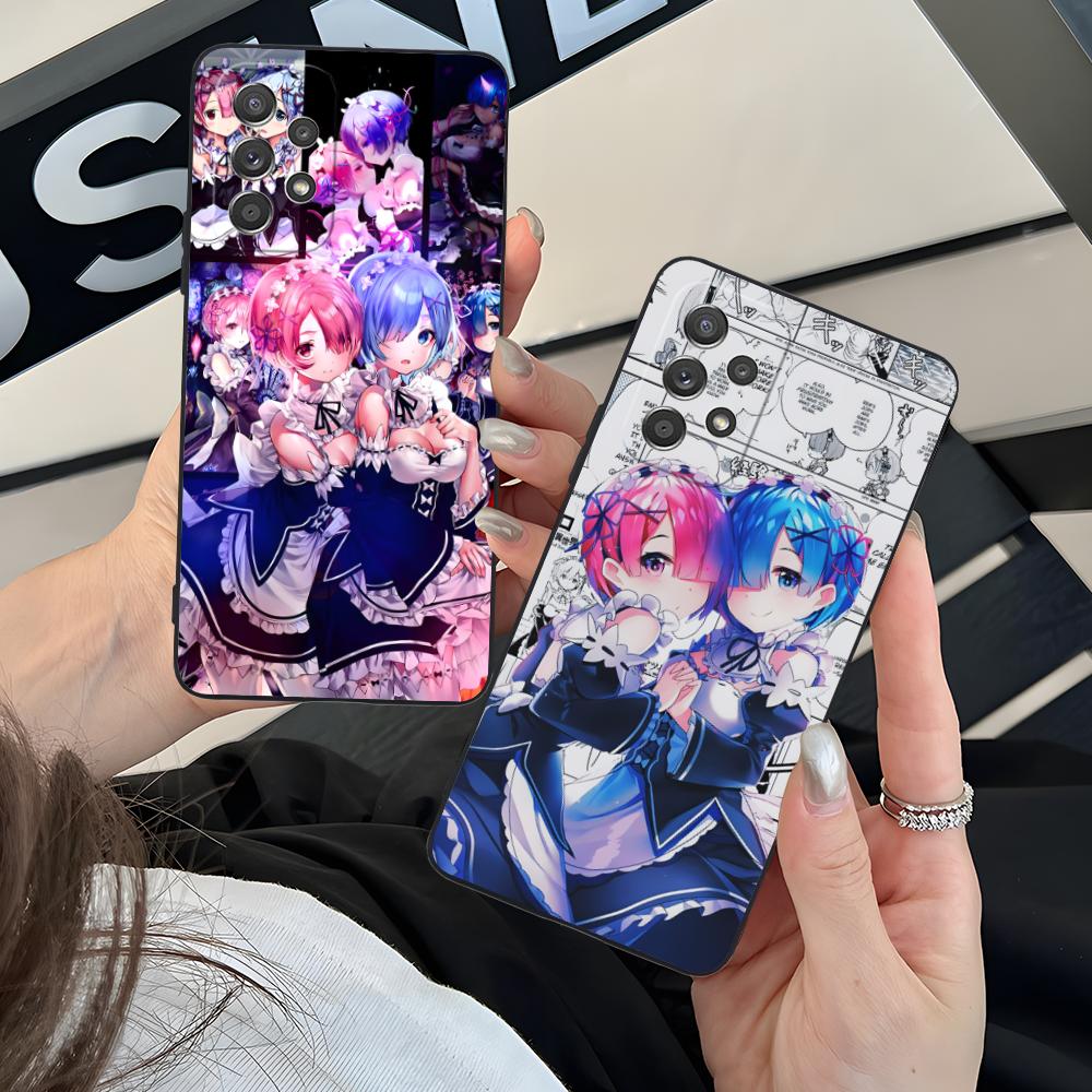 ReZero Rem Ram Matte TPU Mobile Phone Case for Samsung Galaxy M55 54 42 35 34 33 32 23 22 15 14 13 12 F55 5G Colorful Cover