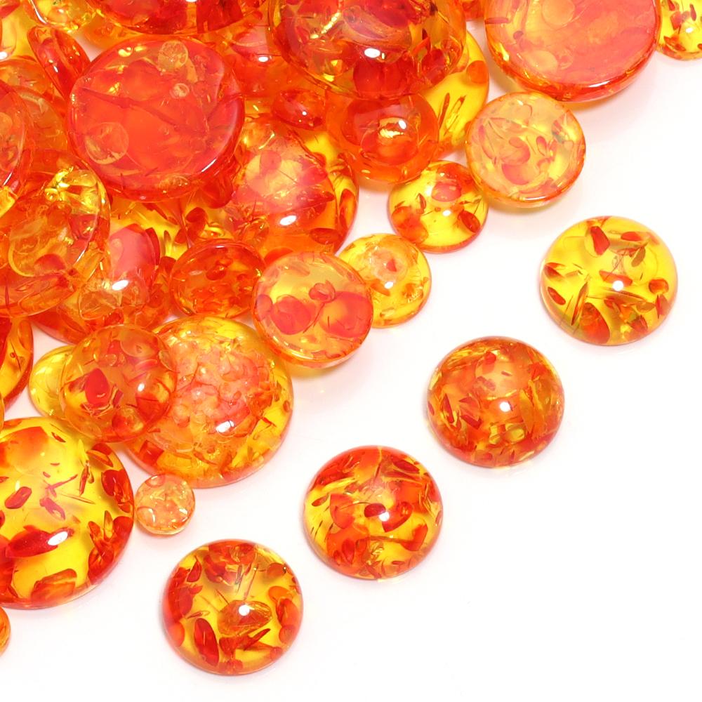 20Pcs Multisize Resin Round Cabochon Imitation Amber Cabochon For Rings Earrings Pendant Jewelry Making DIY Accessories Supplies