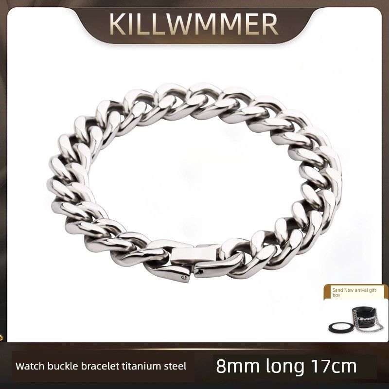 

Титановая сталь Кубинский Модный Европейский Хип-хоп Мужской Браслет Watch buckle-fine-bracelet 17cm