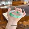Young Master Mu 'Snow-Filled Chang'an' High-End Myanmar Jade Bangle for Women - Milk White with Flecks, Free Shipping
