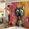 1 Stück Bunter Katzenaufdruck im Graffiti-Stil Wasserdichte Trennwand Sichtschutz Hängender Vorhang Mit 12 Haken Mehrere Größen Einfache Montage