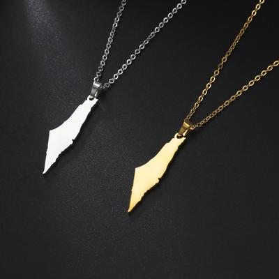 Cazador Israel Palästina Karte Anhänger Halskette Land Geographie Edelstahl Kette Halsketten für Frauen Schmuck Geschenk