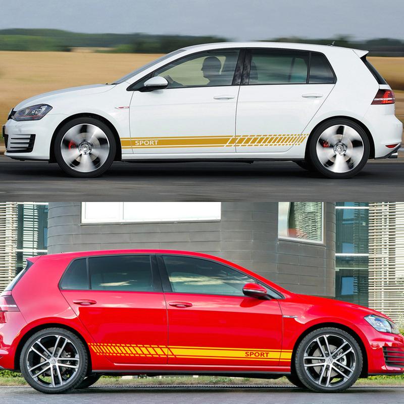 Car Door Side Stickers for Volkswagen GOLF 4 5 6 7 Racing Sport Stripes Styling Vinyl Film Decor Decals Auto Tuning Accessories