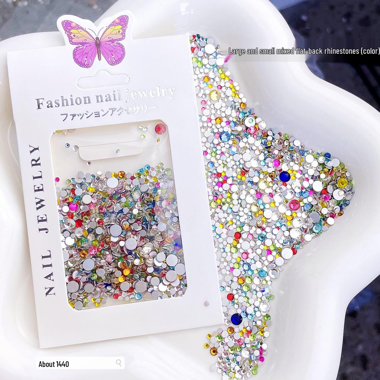

1400-Piece Mocha & Candy Soda Colored Flat Back Round Nail Art Rhinestones