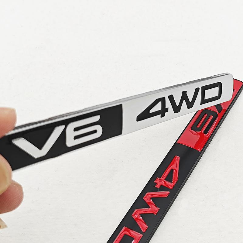 3D Zinc Alloy Logo V6 4WD Car Letters Rear Trunk Badge Sticker Emblem For Toyota Prado Land Cruiser 4Runner Auto Accessories