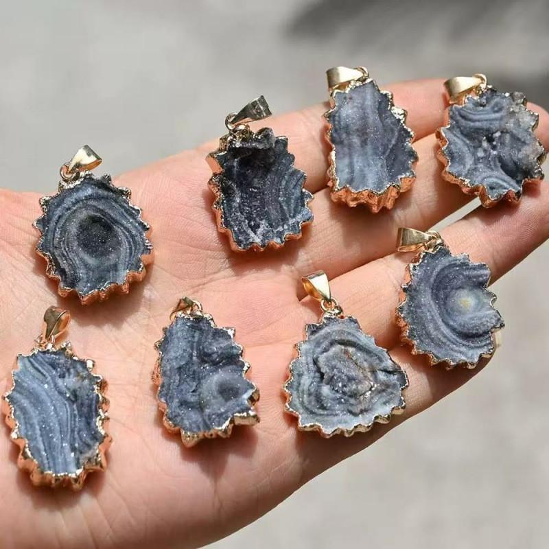 Natural Crystal Agate Sunflower Pendant With Galaxy Pattern For Jewelry Enthusiasts
